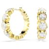 Imber Hoop Earrings Round Cut, White, Gold-Tone Plated Imber Hoop Earrings Round Cut, White, Gold-Tone Plated