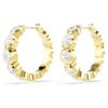 Imber Hoop Earrings Round Cut, White, Gold-Tone Plated Imber Hoop Earrings Round Cut, White, Gold-Tone Plated