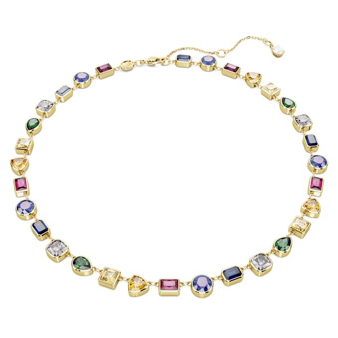 Imber Necklace Mixed Cuts, Multicolored, Gold-Tone Plated Imber Necklace Mixed Cuts, Multicolored, Gold-Tone Plated