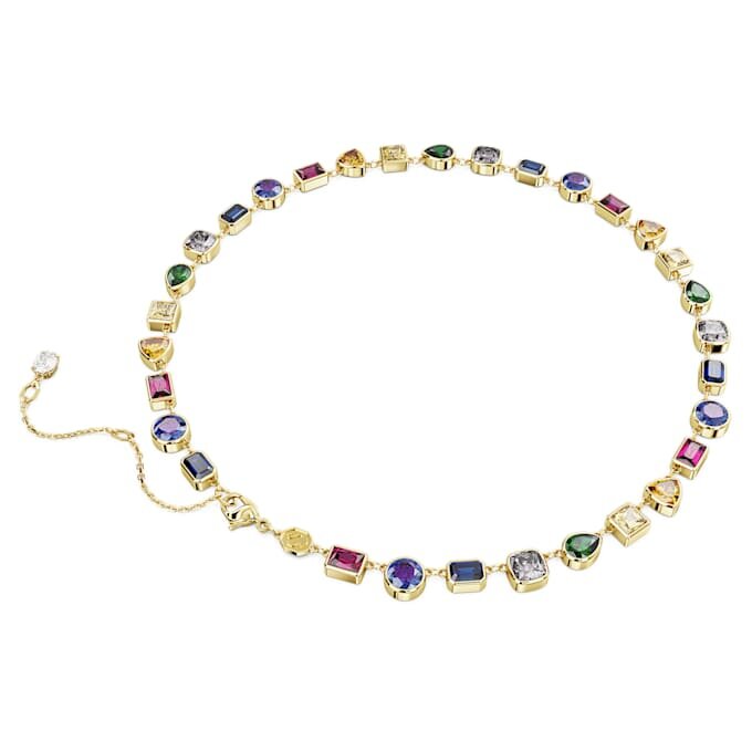 Imber Necklace Mixed Cuts, Multicolored, Gold-Tone Plated Imber Necklace Mixed Cuts, Multicolored, Gold-Tone Plated