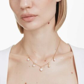 Imber Necklace Mixed Cuts, White, Gold-Tone Plated
