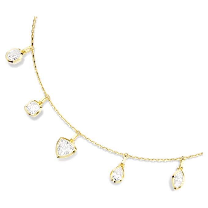 Imber Necklace Mixed Cuts, White, Gold-Tone Plated Imber Necklace Mixed Cuts, White, Gold-Tone Plated