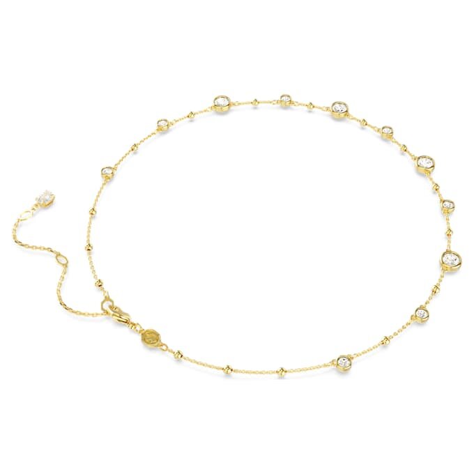Imber Necklace Round Cut, Scattered Design, White, Gold-Tone Plated Imber Necklace Round Cut, Scattered Design, White, Gold-Tone Plated