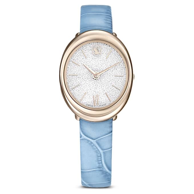 Imber Oval Watch Swiss Made, Leather Strap, Blue, Champagne Gold-Tone Finish Imber Oval Watch Swiss Made, Leather Strap, Blue, Champagne Gold-Tone Finish
