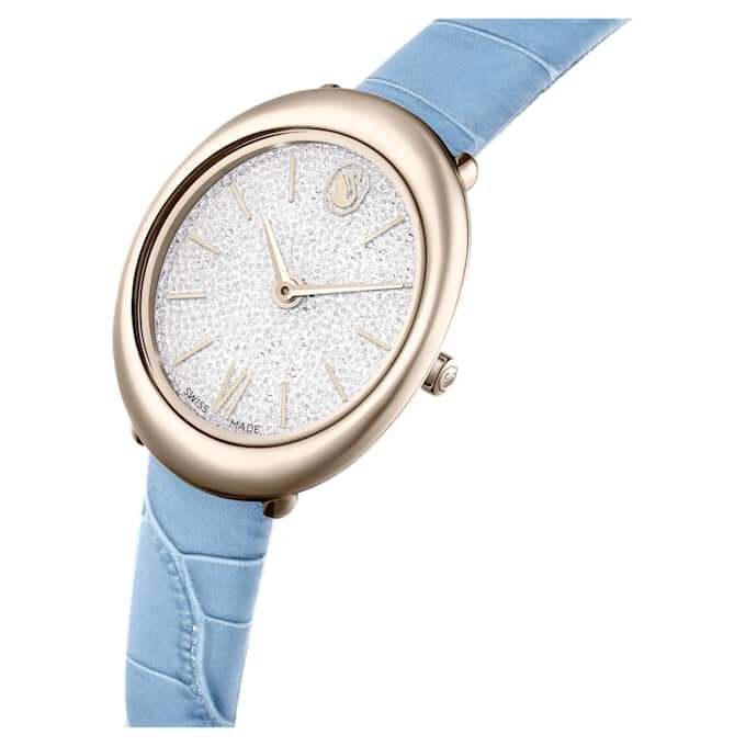 Imber Oval Watch Swiss Made, Leather Strap, Blue, Champagne Gold-Tone Finish Imber Oval Watch Swiss Made, Leather Strap, Blue, Champagne Gold-Tone Finish