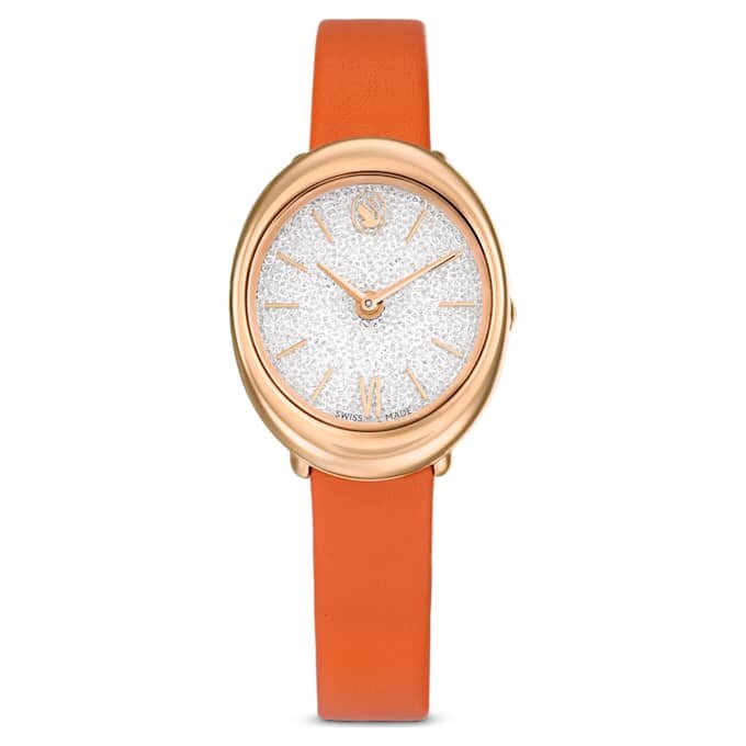 Imber Oval Watch Swiss Made, Leather Strap, Orange, Rose Gold-Tone Finish Imber Oval Watch Swiss Made, Leather Strap, Orange, Rose Gold-Tone Finish