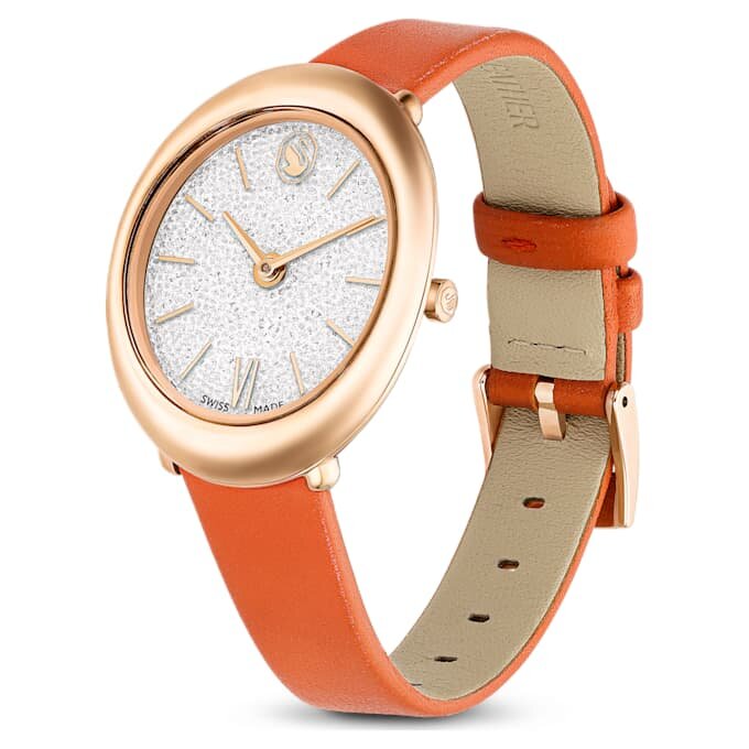 Imber Oval Watch Swiss Made, Leather Strap, Orange, Rose Gold-Tone Finish Imber Oval Watch Swiss Made, Leather Strap, Orange, Rose Gold-Tone Finish