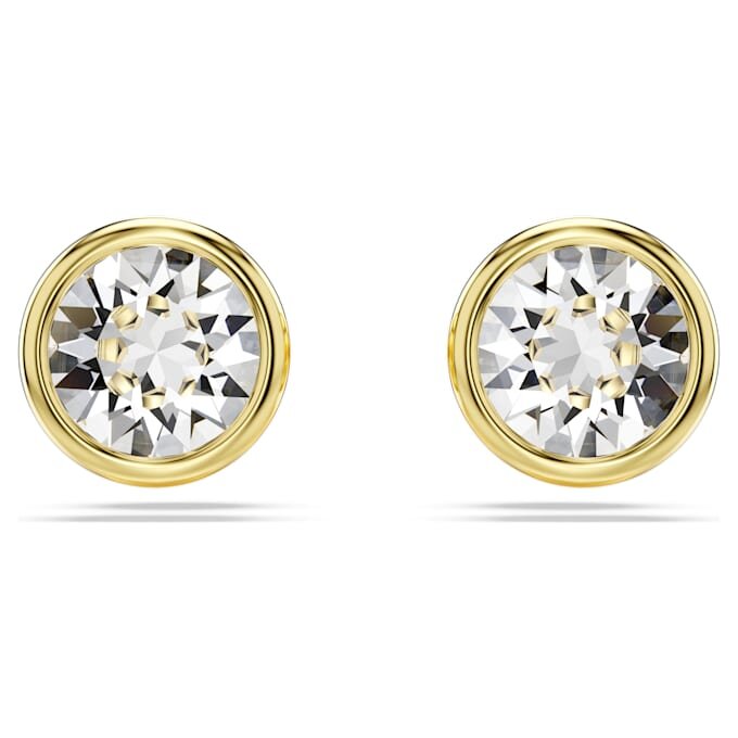 Imber Stud Earrings Round Cut, White, Gold-Tone Plated Imber Stud Earrings Round Cut, White, Gold-Tone Plated