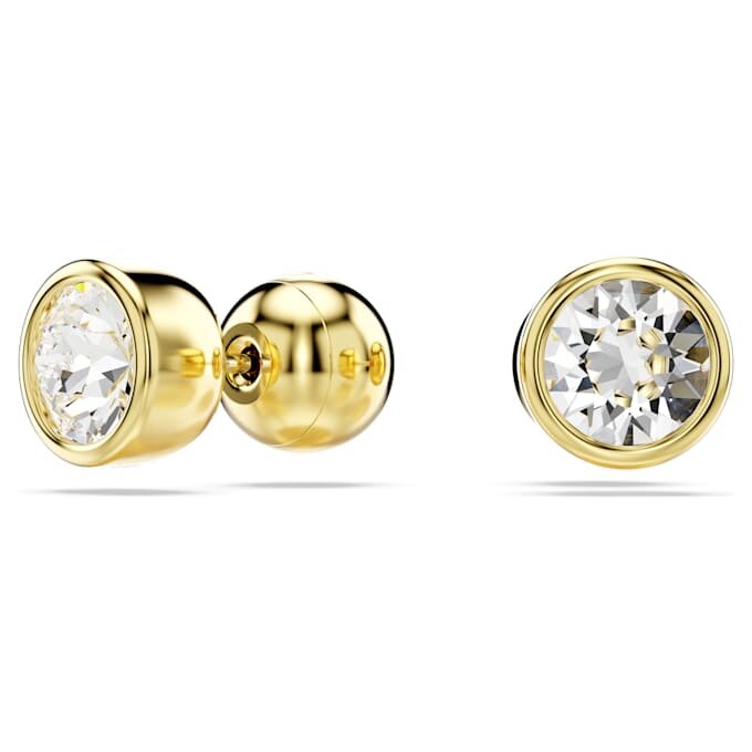 Imber Stud Earrings Round Cut, White, Gold-Tone Plated Imber Stud Earrings Round Cut, White, Gold-Tone Plated