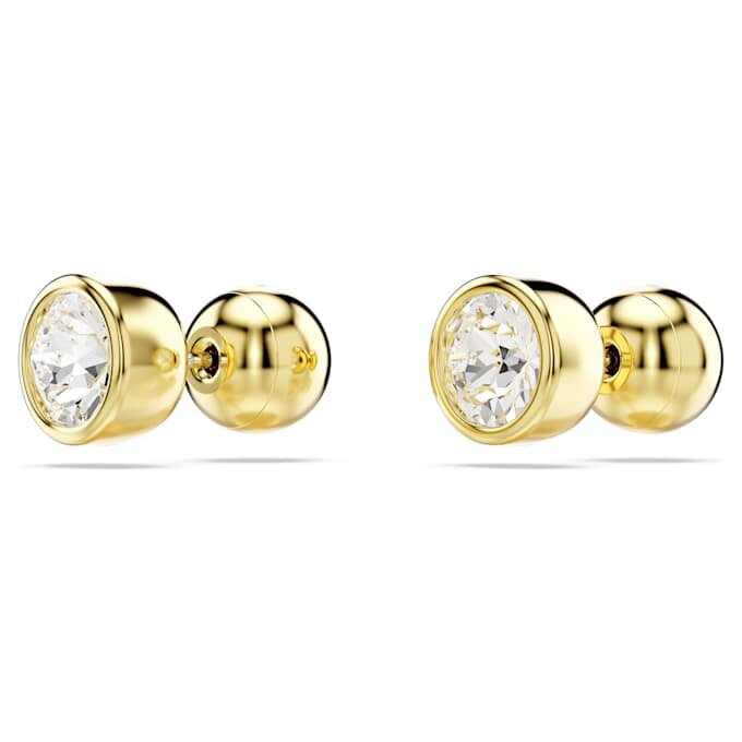 Imber Stud Earrings Round Cut, White, Gold-Tone Plated Imber Stud Earrings Round Cut, White, Gold-Tone Plated