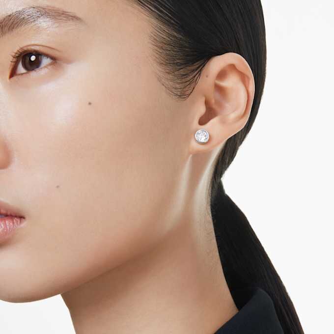 Imber Stud Earrings Round Cut, White, Rhodium Plated Imber Stud Earrings Round Cut, White, Rhodium Plated