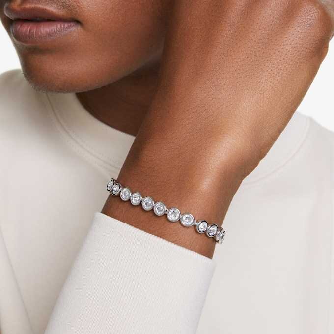 Imber Tennis Bracelet Round Cut, White, Rhodium Plated Imber Tennis Bracelet Round Cut, White, Rhodium Plated