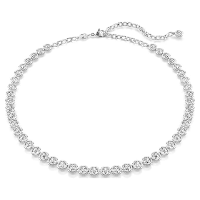 Imber Tennis Necklace Round Cut, White, Rhodium Plated Imber Tennis Necklace Round Cut, White, Rhodium Plated