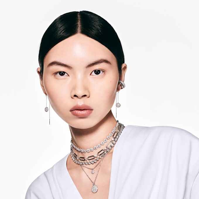 Imber Tennis Necklace Round Cut, White, Rhodium Plated Imber Tennis Necklace Round Cut, White, Rhodium Plated