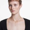 Imber Y Necklace Round Cut, White, Gold-Tone Plated Imber Y Necklace Round Cut, White, Gold-Tone Plated