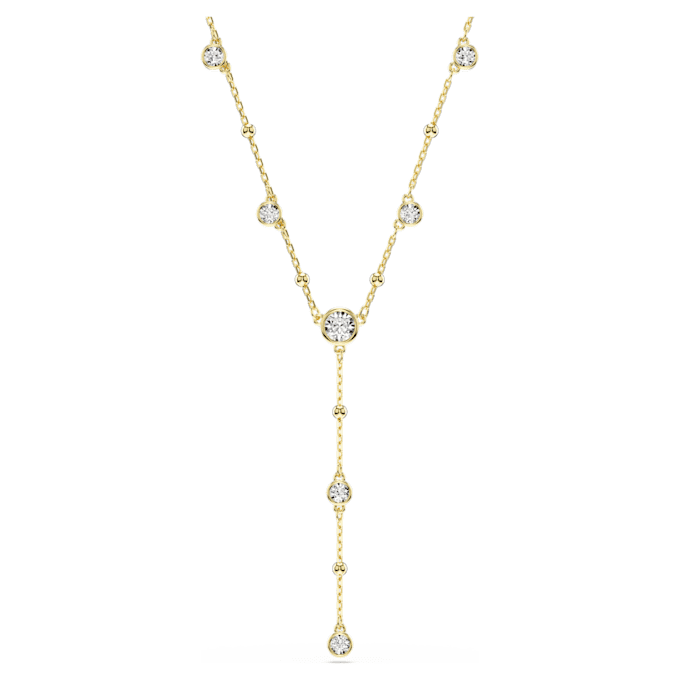 Imber Y Necklace Round Cut, White, Gold-Tone Plated Imber Y Necklace Round Cut, White, Gold-Tone Plated