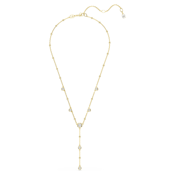 Imber Y Necklace Round Cut, White, Gold-Tone Plated Imber Y Necklace Round Cut, White, Gold-Tone Plated
