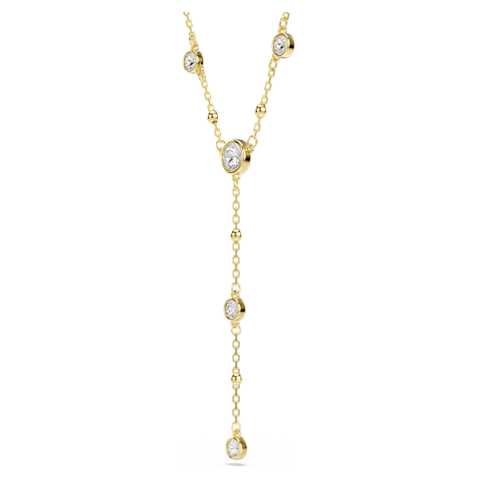 Imber Y Necklace Round Cut, White, Gold-Tone Plated Imber Y Necklace Round Cut, White, Gold-Tone Plated