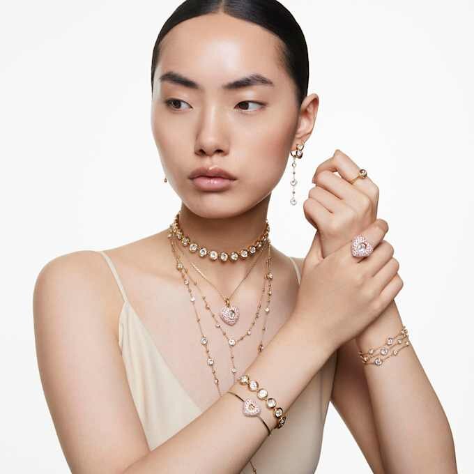 Imber Y Necklace Round Cut, White, Gold-Tone Plated Imber Y Necklace Round Cut, White, Gold-Tone Plated