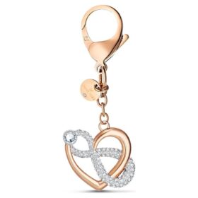 Infinite Bag Charm Infinity and Heart, White, Mixed Metal Finish