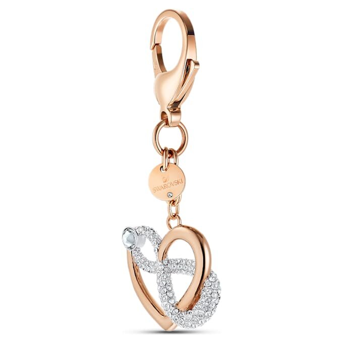 Infinite Bag Charm Infinity and Heart, White, Mixed Metal Finish Infinite Bag Charm Infinity and Heart, White, Mixed Metal Finish