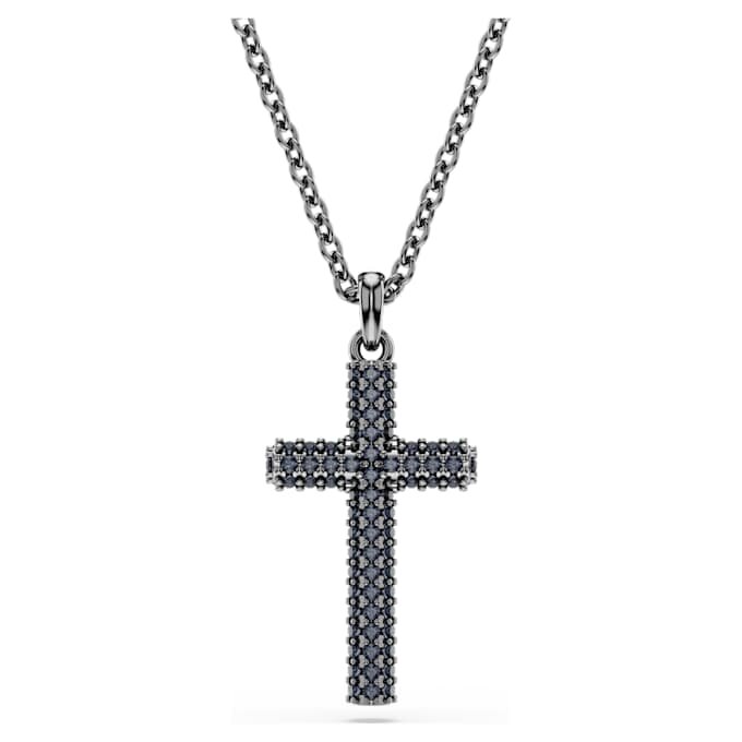 Insigne Pendant Cross, Gray, Ruthenium Plated Insigne Pendant Cross, Gray, Ruthenium Plated