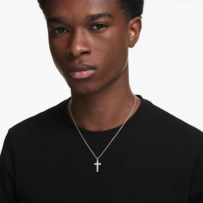 Insigne Pendant Cross, White, Rose Gold-Tone Plated Insigne Pendant Cross, White, Rose Gold-Tone Plated