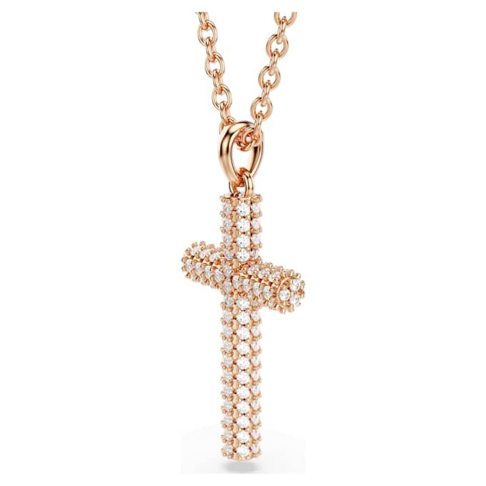 Insigne Pendant Cross, White, Rose Gold-Tone Plated Insigne Pendant Cross, White, Rose Gold-Tone Plated