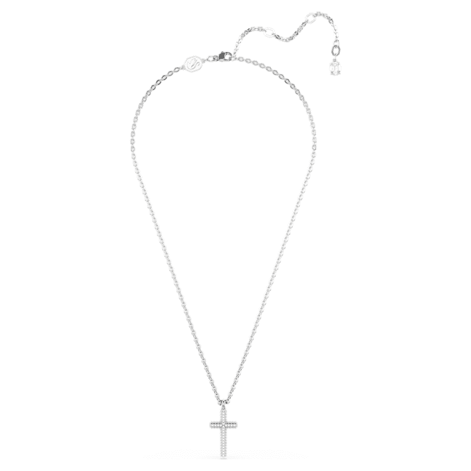 Insigne Pendant Pavé, Cross, White, Rhodium Plated Insigne Pendant Pavé, Cross, White, Rhodium Plated