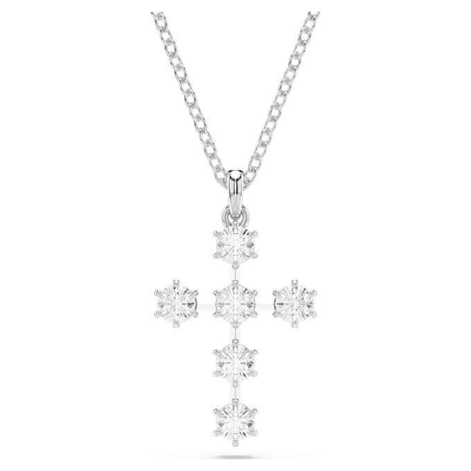 Insigne Pendant Round Cut, Cross, White, Rhodium Plated Insigne Pendant Round Cut, Cross, White, Rhodium Plated