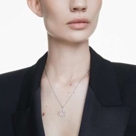 Insigne Pendant Round Cut, Star, White, Rhodium Plated