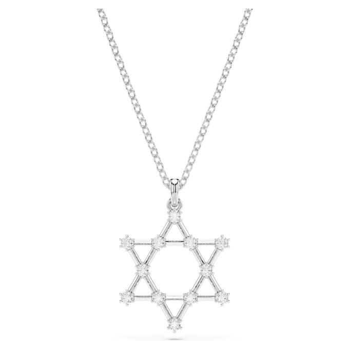 Insigne Pendant Round Cut, Star, White, Rhodium Plated Insigne Pendant Round Cut, Star, White, Rhodium Plated