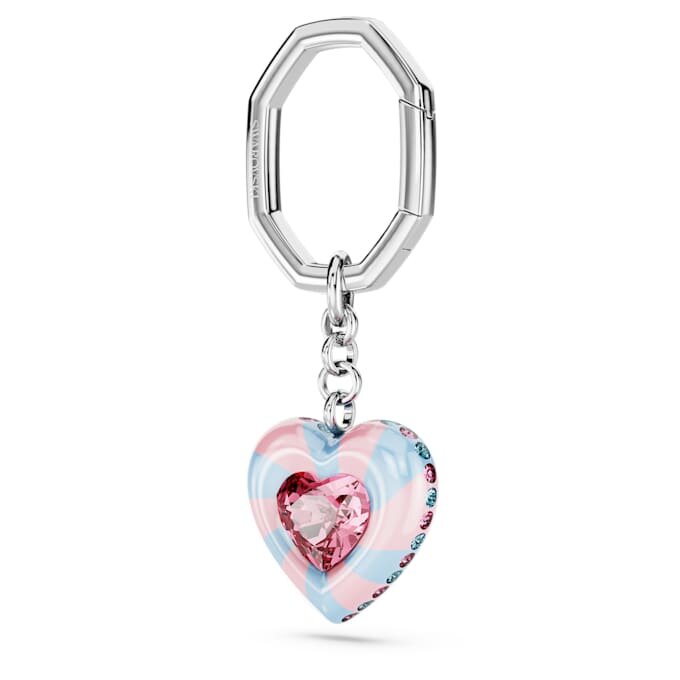 Key Ring Heart Cut, Heart, Multicolored, Rhodium Plated Key Ring Heart Cut, Heart, Multicolored, Rhodium Plated