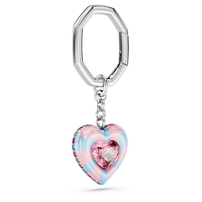 Key Ring Heart Cut, Heart, Multicolored, Rhodium Plated Key Ring Heart Cut, Heart, Multicolored, Rhodium Plated