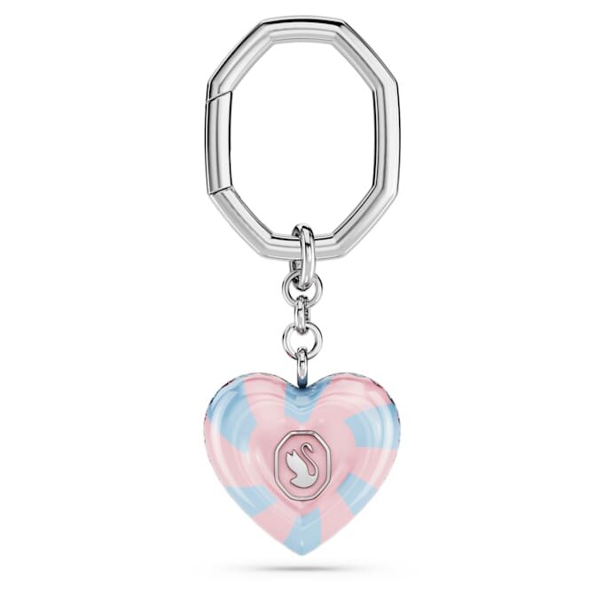 Key Ring Heart Cut, Heart, Multicolored, Rhodium Plated Key Ring Heart Cut, Heart, Multicolored, Rhodium Plated