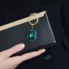 Key Ring Octagon Cut, Green, Mixed Metal Finish Key Ring Octagon Cut, Green, Mixed Metal Finish