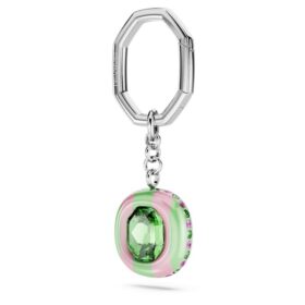 Key Ring Octagon Cut, Multicolored, Rhodium Plated