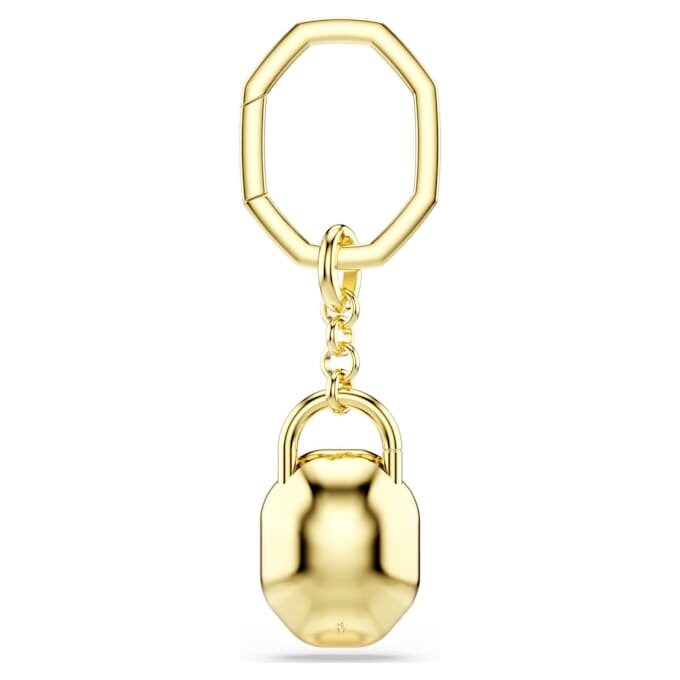 Key Ring Oval Cut, White, Gold-Tone Plated Key Ring Oval Cut, White, Gold-Tone Plated