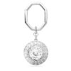 Key Ring Round Cut, White, Rhodium Plated Key Ring Round Cut, White, Rhodium Plated