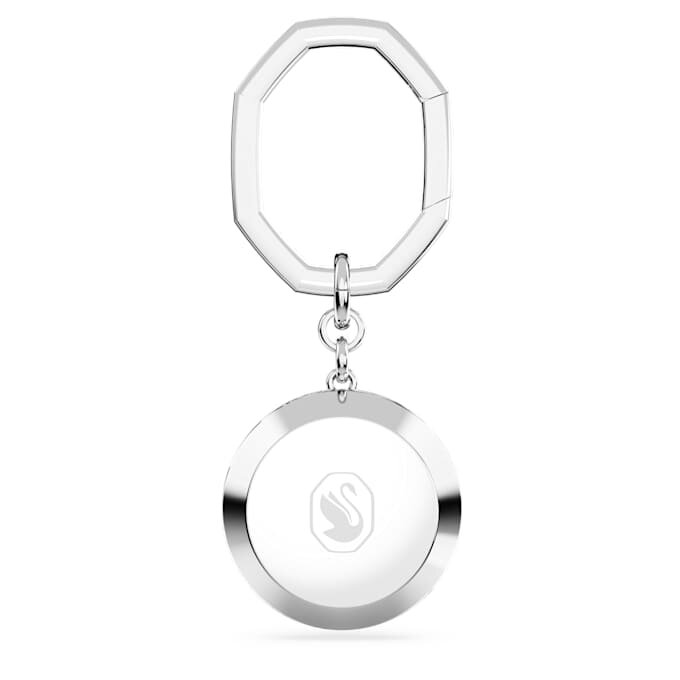 Key Ring Round Cut, White, Rhodium Plated Key Ring Round Cut, White, Rhodium Plated