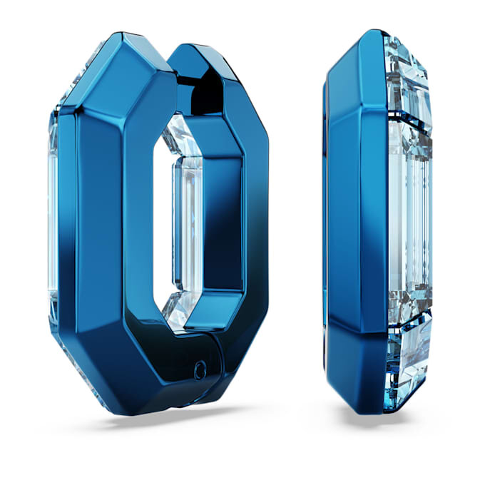 Lucent Hoop Earrings Octagon Shape, Small, Blue Lucent Hoop Earrings Octagon Shape, Small, Blue