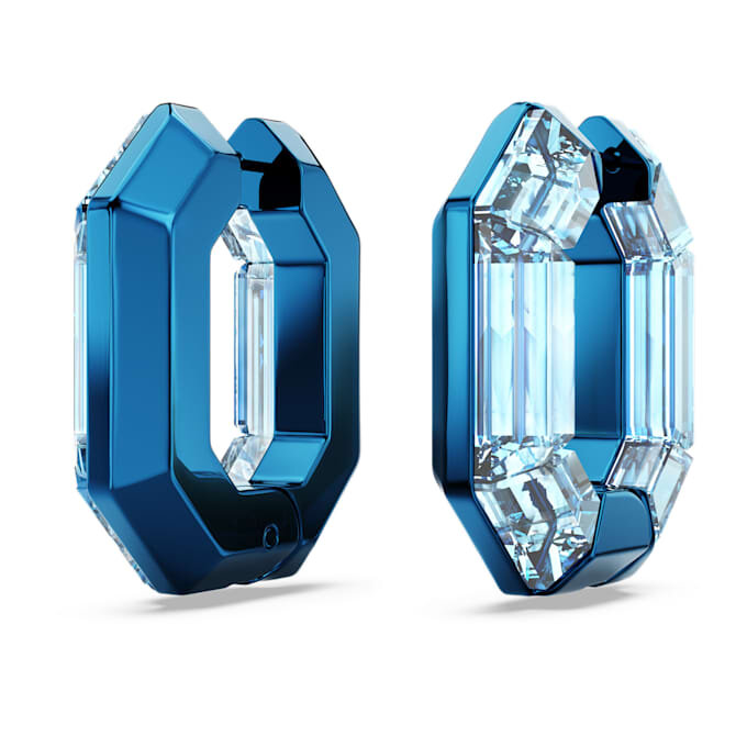 Lucent Hoop Earrings Octagon Shape, Small, Blue Lucent Hoop Earrings Octagon Shape, Small, Blue