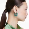 Lucent Hoop Earrings Octagon Shape, Small, Green Lucent Hoop Earrings Octagon Shape, Small, Green