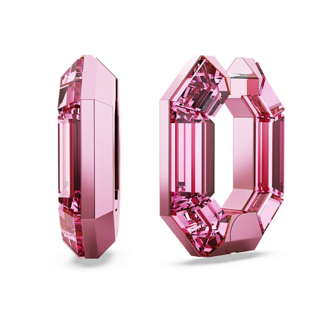 Lucent Hoop Earrings Octagon Shape, Small, Pink Lucent Hoop Earrings Octagon Shape, Small, Pink