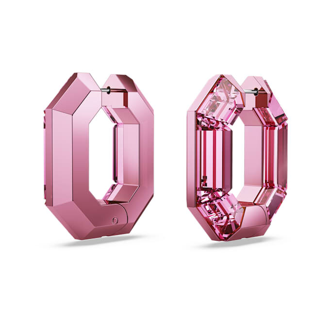 Lucent Hoop Earrings Octagon Shape, Small, Pink Lucent Hoop Earrings Octagon Shape, Small, Pink