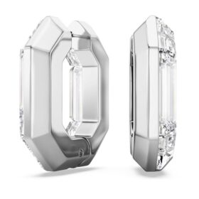 Lucent Hoop Earrings Octagon Shape, Small, White