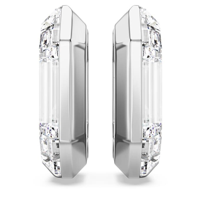 Lucent Hoop Earrings Octagon Shape, Small, White Lucent Hoop Earrings Octagon Shape, Small, White