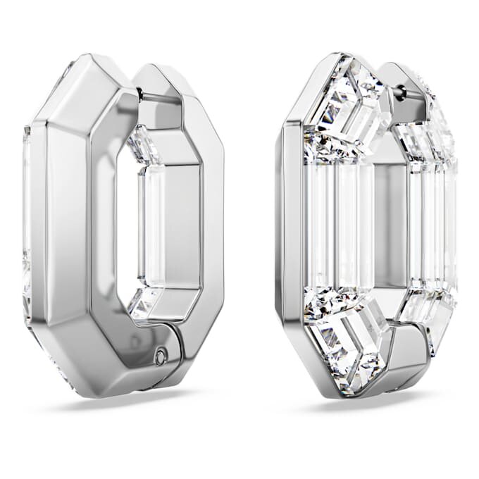 Lucent Hoop Earrings Octagon Shape, Small, White Lucent Hoop Earrings Octagon Shape, Small, White