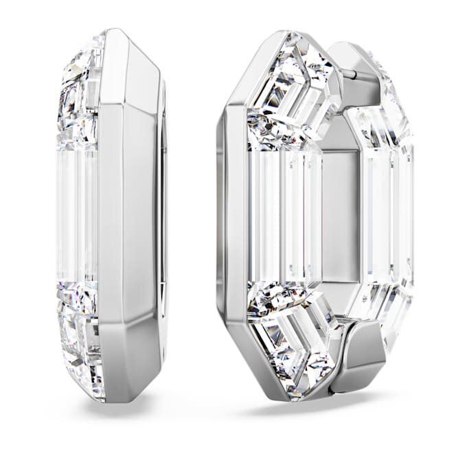 Lucent Hoop Earrings Octagon Shape, Small, White Lucent Hoop Earrings Octagon Shape, Small, White