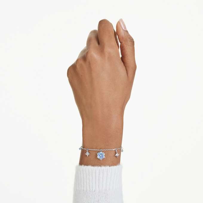 Magic Bracelet Snowflake, Blue, Rhodium Plated Magic Bracelet Snowflake, Blue, Rhodium Plated